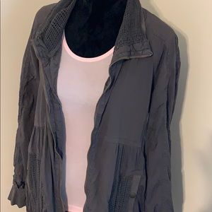 XCVI Grey Long Jacket with Mesh Details